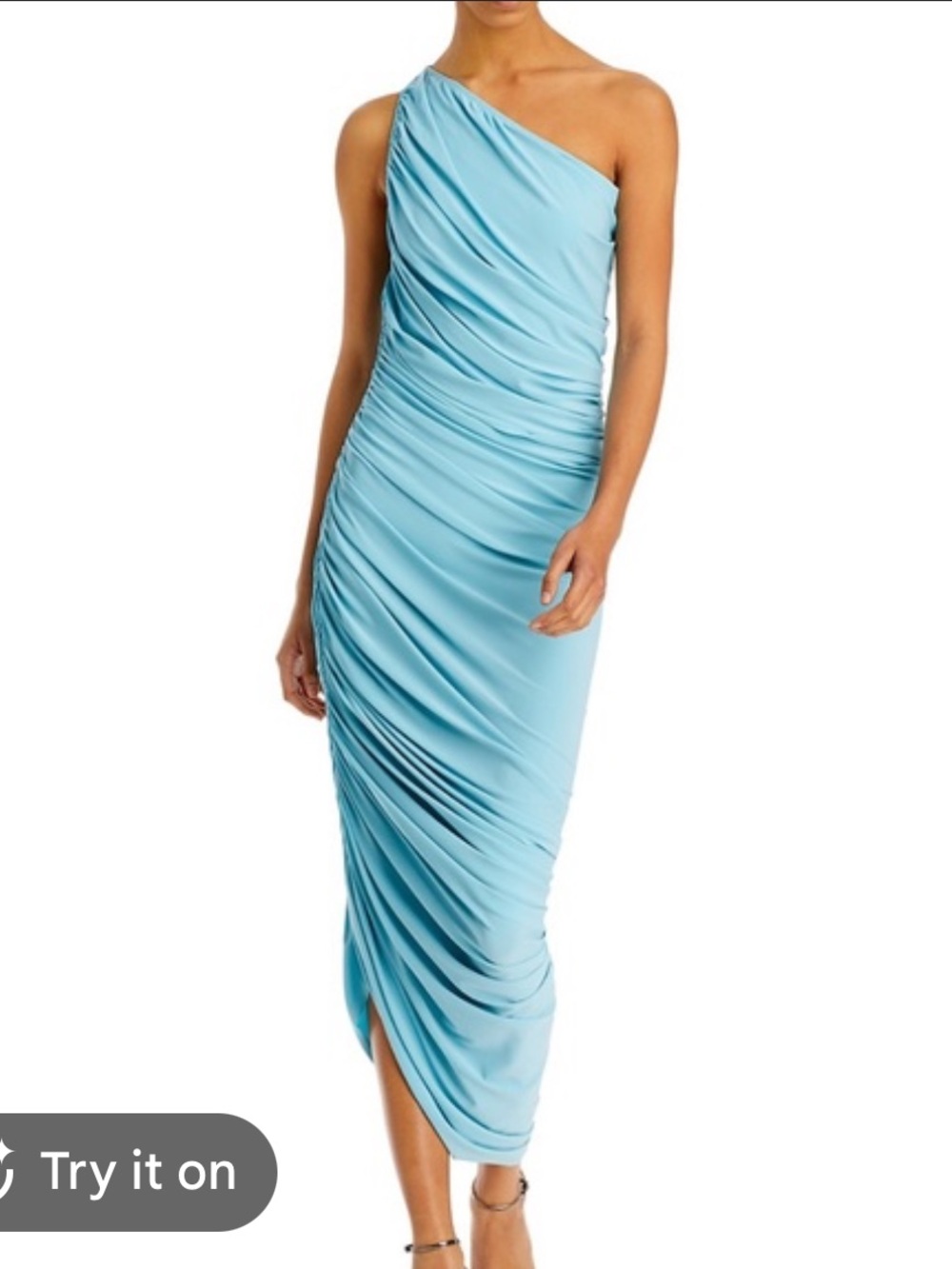 Norma Kamali Asymmetrical Draped Sky Blue Dress Size Medium